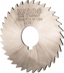 Made in USA - 3-1/2" Diam x 3/32" Blade Thickness x 1" Arbor Hole Diam, 34 Tooth Slitting and Slotting Saw - Arbor Connection, Right Hand, Uncoated, High Speed Steel, Concave Ground, Contains Keyway - Strong Tooling