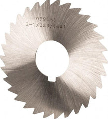 Made in USA - 3-1/2" Diam x 3/64" Blade Thickness x 1" Arbor Hole Diam, 34 Tooth Slitting and Slotting Saw - Arbor Connection, Right Hand, Uncoated, High Speed Steel, Concave Ground, Contains Keyway - Strong Tooling