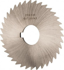 Made in USA - 4" Diam x 7/64" Blade Thickness x 1" Arbor Hole Diam, 36 Tooth Slitting and Slotting Saw - Arbor Connection, Right Hand, Uncoated, High Speed Steel, Concave Ground, Contains Keyway - Strong Tooling