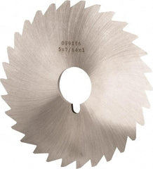 Made in USA - 5" Diam x 7/64" Blade Thickness x 1" Arbor Hole Diam, 40 Tooth Slitting and Slotting Saw - Arbor Connection, Right Hand, Uncoated, High Speed Steel, Concave Ground, Contains Keyway - Strong Tooling