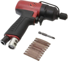 Chicago Pneumatic - 1/4" Bit Holder, 5,600 RPM, Pistol Grip Handle Air Screwdriver - 4.4 to 30 Ft/Lb Torque, 1/4 NPT Inlet, 6.8 CFM - Strong Tooling