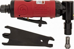 Chicago Pneumatic - 1/4" Collet, Angle Handle, Angle Air Die Grinder - 22,000 RPM, Rear Exhaust, 8.69 CFM, 0.28 hp, 6.21 bar, 1/4" Inlet - Strong Tooling