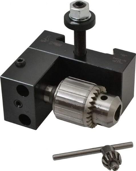 Dorian Tool - Series CA, #35 Dovetail Drill Chuck Tool Post Holder - 400 to 500mm Lathe Swing, 2-1/4" OAH x 4.67" OAL, 1/2" Max Tool Cutting Size, 1-15/16" Centerline Height - Exact Industrial Supply