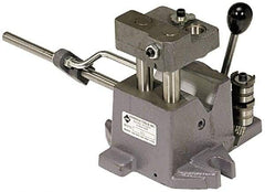 Heinrich - 1-1/2 to 2-1/2" Vee Capacity, Air Cross Hole Jig - 10-1/2" Long x 9-1/8" Wide x 8-5/8" High, 5/16, 1/2, 3/4, 1 & 1-3/8" ID of Furnished Liners - Strong Tooling