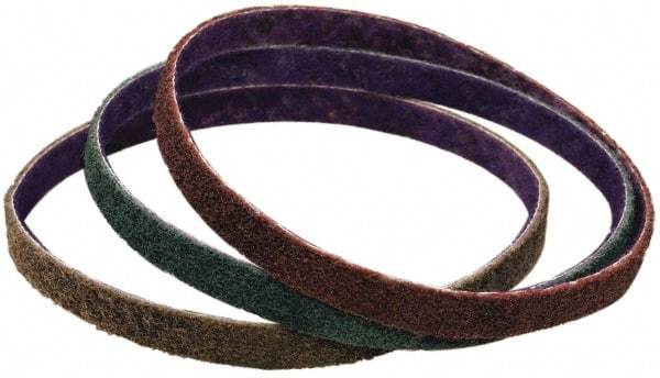 3M - 1/4" Wide x 24" OAL, Aluminum Oxide Abrasive Belt - Aluminum Oxide, Medium, Nonwoven, Series DF-BL - Strong Tooling