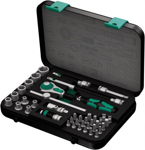 Wera - 41 Piece 1/4" Drive Socket & Bit Set - Comes in Molded Steel Case with High Density Foam Insert - Strong Tooling