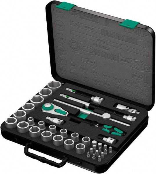 Wera - 37 Piece 1/2" Drive Socket & Bit Set - Comes in Molded Steel Case with High Density Foam Insert - Strong Tooling