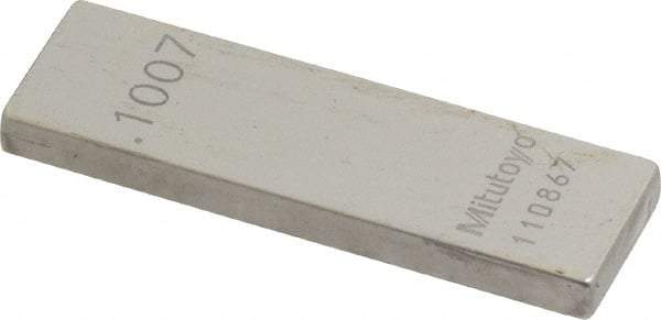 Mitutoyo - 0.1007" Rectangular Steel Gage Block - Accuracy Grade 0, Includes Certificate of Inspection - Strong Tooling