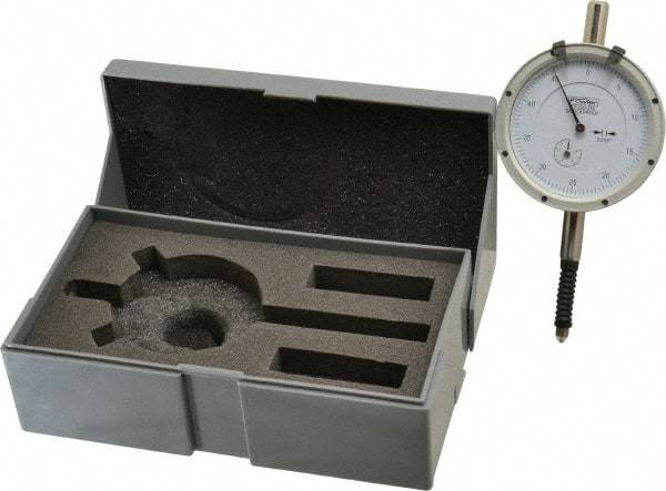 Fowler - 0.4" Range, 0-50-0 Dial Reading, 0.0005" Graduation Dial Drop Indicator - Revolution Counter - Strong Tooling