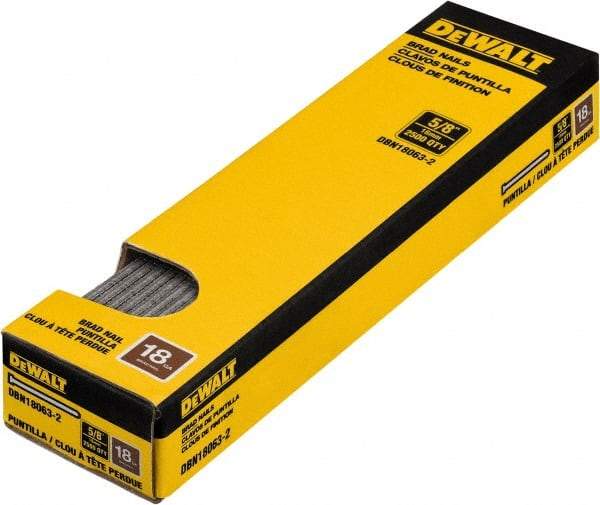 DeWALT - 18 Gauge 1" Long Finishing Nails for Power Nailers - Steel, Bright Finish, Smooth Shank, Straight Stick Collation, Brad Head, Chisel Point - Strong Tooling