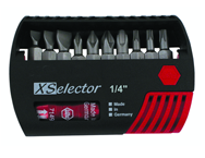 10 Piece - Slotted 5.5; 6.5; 8.0mm; Phillips # 0; 1; 2; 3; Torx® T10; T15; T20 - Quick Release Holder - Insert Bit Set in XSelector Storage Box - Strong Tooling