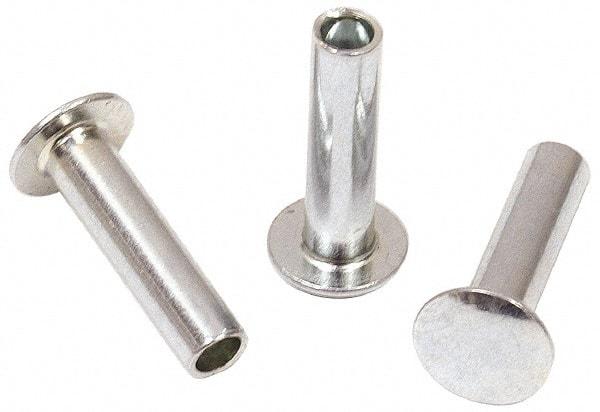 RivetKing - 0.176 to 0.184" Hole Diam, Round Head, Zinc Plated Steel, Semi Tubular Rivet - 7/16 Head Diam, 1" Length Under Head, 1/4 Body Diam - Strong Tooling