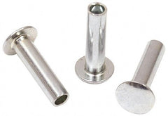 RivetKing - 0.1 to 0.17" Hole Diam, Round Head, Zinc Plated Steel, Semi Tubular Rivet - 5/16 Head Diam, 3/8" Length Under Head, 9/64 Body Diam - Strong Tooling