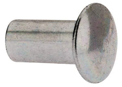 RivetKing - 0.084 to 0.09" Hole Diam, Round Head, Zinc Plated Steel, Semi Tubular Rivet - 7/32 Head Diam, 1/4" Length Under Head, 1/8 Body Diam - Strong Tooling