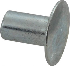 RivetKing - 0.1 to 0.17" Hole Diam, Round Head, Zinc Plated Steel, Semi Tubular Rivet - 5/16 Head Diam, 1/4" Length Under Head, 9/64 Body Diam - Strong Tooling