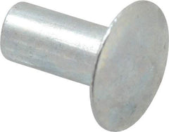 RivetKing - 0.1 to 0.17" Hole Diam, Round Head, Zinc Plated Steel, Semi Tubular Rivet - 5/16 Head Diam, 5/16" Length Under Head, 9/64 Body Diam - Strong Tooling