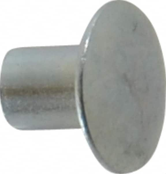 RivetKing - 0.134 to 0.141" Hole Diam, Round Head, Zinc Plated Steel, Semi Tubular Rivet - 3/8 Head Diam, 1/4" Length Under Head, 3/16 Body Diam - Strong Tooling