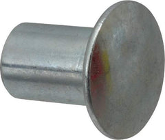 RivetKing - 0.176 to 0.184" Hole Diam, Round Head, Zinc Plated Steel, Semi Tubular Rivet - 7/16 Head Diam, 3/8" Length Under Head, 1/4 Body Diam - Strong Tooling