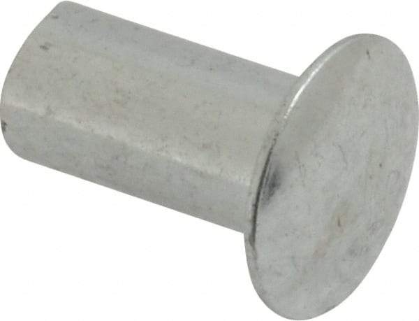 RivetKing - 0.176 to 0.184" Hole Diam, Round Head, Zinc Plated Steel, Semi Tubular Rivet - 7/16 Head Diam, 1/2" Length Under Head, 1/4 Body Diam - Strong Tooling