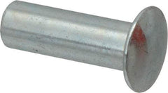 RivetKing - 0.176 to 0.184" Hole Diam, Round Head, Zinc Plated Steel, Semi Tubular Rivet - 7/16 Head Diam, 3/4" Length Under Head, 1/4 Body Diam - Strong Tooling