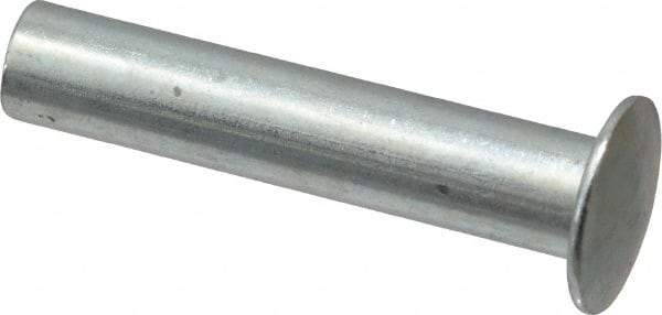 RivetKing - 0.176 to 0.184" Hole Diam, Round Head, Zinc Plated Steel, Semi Tubular Rivet - 7/16 Head Diam, 1-1/4" Length Under Head, 1/4 Body Diam - Strong Tooling