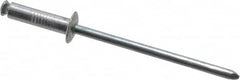 RivetKing - Dome Head Aluminum Peel Blind Rivet - Steel Mandrel, 1/8" to 0.275" Grip, 0.255" Head Diam, 0.129" Max Hole Diam, 0.472 to 0.511" Length Under Head, 1/8" Body Diam - Strong Tooling