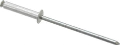 RivetKing - Dome Head Aluminum Peel Blind Rivet - Steel Mandrel, 1/8" to 0.433" Grip, 0.255" Head Diam, 0.129" Max Hole Diam, 0.630 to 0.669" Length Under Head, 1/8" Body Diam - Strong Tooling