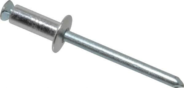 RivetKing - Dome Head Aluminum Peel Blind Rivet - Steel Mandrel, 0.188" to 0.354" Grip, 3/8" Head Diam, 0.196" Max Hole Diam, 0.551 to 0.590" Length Under Head, 3/16" Body Diam - Strong Tooling