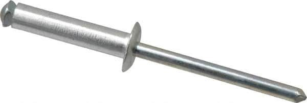 RivetKing - Dome Head Aluminum Peel Blind Rivet - Steel Mandrel, 0.188" to 0.63" Grip, 3/8" Head Diam, 0.196" Max Hole Diam, 0.827 to 0.865" Length Under Head, 3/16" Body Diam - Strong Tooling