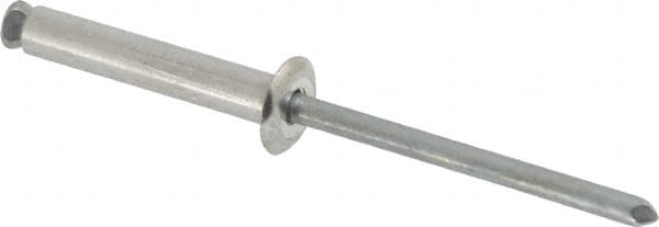 RivetKing - Dome Head Aluminum Peel Blind Rivet - Steel Mandrel, 0.188" to 0.866" Grip, 3/8" Head Diam, 0.196" Max Hole Diam, 1.063 to 1.012" Length Under Head, 3/16" Body Diam - Strong Tooling