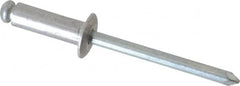 RivetKing - Dome Head Aluminum Peel Blind Rivet - Steel Mandrel, 0.157" to 0.315" Grip, 0.315" Head Diam, 0.165" Max Hole Diam, 0.472 to 0.511" Length Under Head, 5/32" Body Diam - Strong Tooling