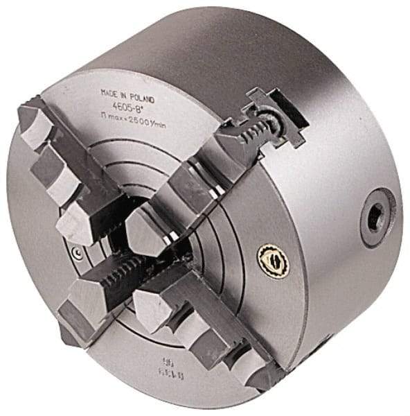 Bison - 4 Jaws, 16" Diam, Combination Independent & Self Centering Manual Lathe Chuck - Plain Back Mount Spindle, Reversible, 1,000 Max RPM, 5.35" Through Hole Diam, Cast Iron - Strong Tooling