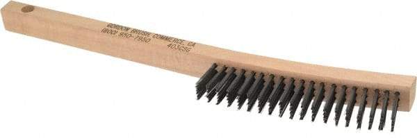 Gordon Brush - 3 Rows x 19 Columns Steel Scratch Brush - 13-3/4" OAL, 1-1/8" Trim Length, Wood Curved Handle - Strong Tooling