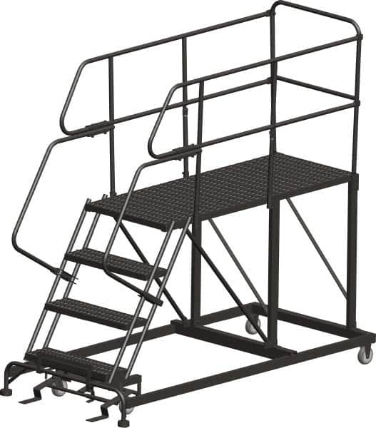 Ballymore - 68" 3 Step Single Entry Work Platform - Rolling Work Platform, 800 Lb Capacity, 30" Platform Height, 33" Base Width x 72" Base Depth, Heavy-Duty Serrated Grating - Strong Tooling