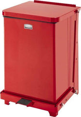 Rubbermaid - 7 Gal Square Unlabeled Trash Can - 17" High x 12" Long x 12" Wide, Red, Stainless Steel - Strong Tooling