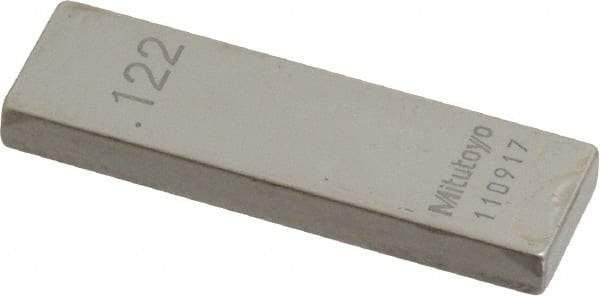 Mitutoyo - 0.122" Rectangular Steel Gage Block - Accuracy Grade 0, Includes Certificate of Inspection - Strong Tooling