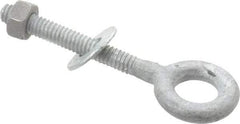 Value Collection - 1/4-20, Zinc-Plated Finish, Forged Steel Forged Eye Bolt - 1-3/4" Thread Length, 1/2" ID x 1" OD, 3" Shank Length - Strong Tooling