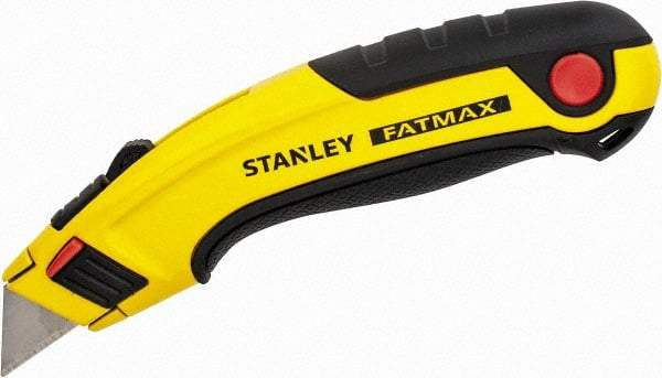 Stanley - Retractable Utility Knife - 60mm Blade, Yellow & Black Aluminum Handle, 5 Blades Included - Strong Tooling