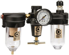 Coilhose Pneumatics - 1/4 NPT Heavy-Duty 3 Pc Filter-Regulator-Lubricator FRL Unit with Pressure Gauge - Exact Industrial Supply