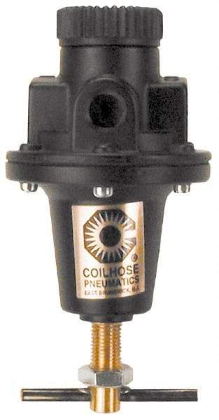 Coilhose Pneumatics - 3/4 NPT Port, 160 CFM, Cast Aluminum Heavy-Duty T-Handle Regulator - 0 to 60 psi Range, 250 Max psi Supply Pressure, 1/4" Gauge Port Thread, 5" Wide x 8-1/2" High - Strong Tooling