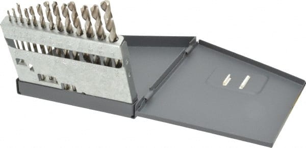 Hertel - 1/16 to 1/4", 118° Point, Bright Finish, High Speed Steel Jobber Length Drill Bit Set - Strong Tooling