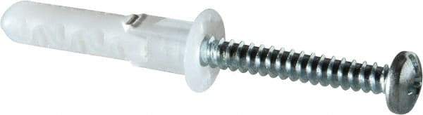 Toggler - 5/16" Diam, 5/16" Drill, 1-5/8" OAL, 1-3/8" Min Embedment Lag Shield Concrete Anchor - Plastic, Flange Head - Strong Tooling