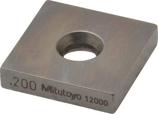 Mitutoyo - 0.2" Square Steel Gage Block - Accuracy Grade 0, Includes Certificate of Inspection - Strong Tooling