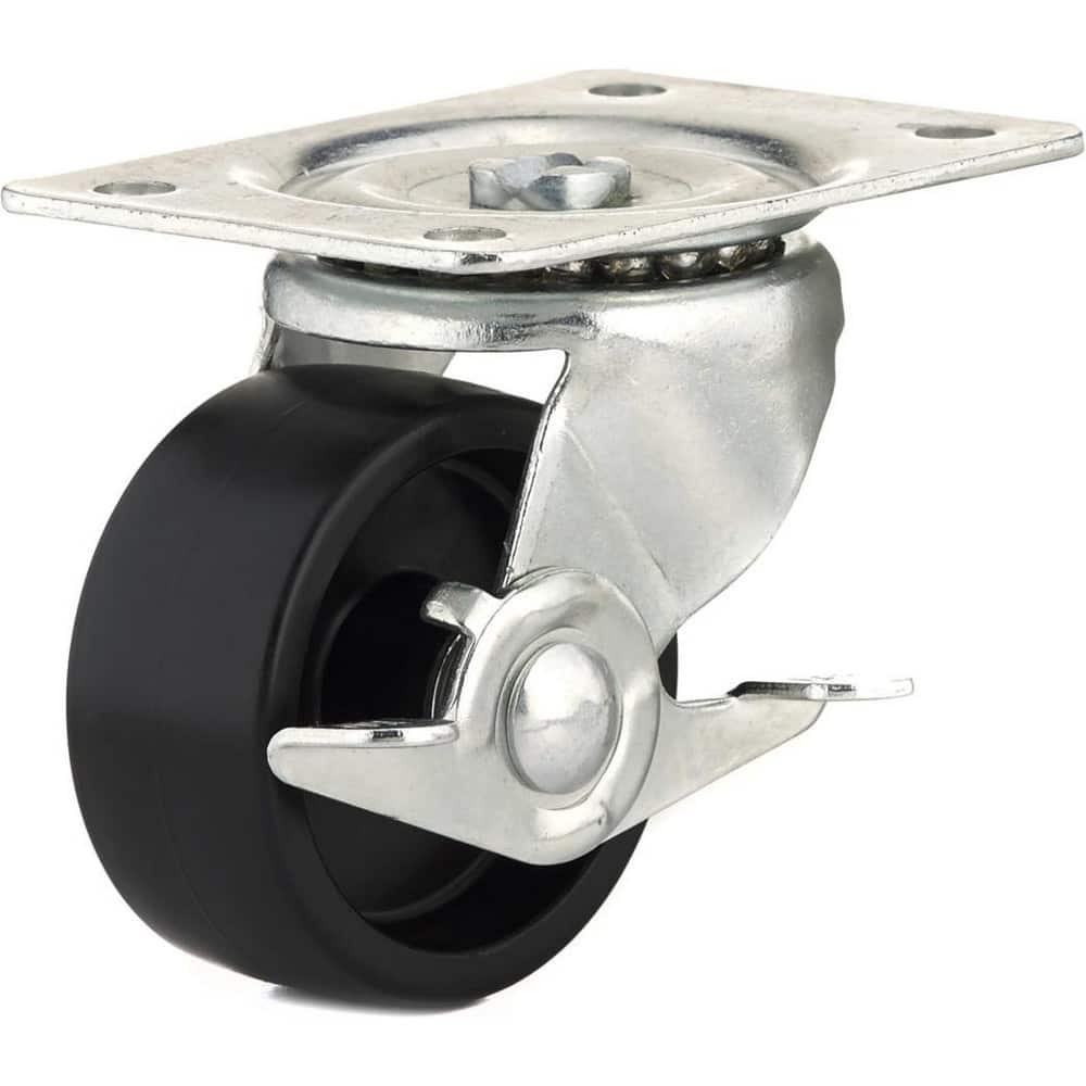 Swivel Top Plate Caster: Polypropylene, 2-1/2″ Wheel Dia, 1-1/8″ Wheel Width, 176 lb Capacity, 3-1/4″ OAH 3.875″ Plate Length, 2.75″ Plate Width, Side Cam