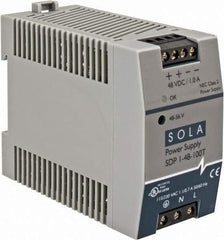 Sola/Hevi-Duty - 100 Watt, 1 Amp, 264 VAC, 375 VDC Input, 48 to 56 VDC Output, DIN Rail Power Supply - Screw Terminal Connection, 1 Output, 1.77 Inch Wide x 3.58 Inch Deep x 2.95 Inch High, Up to 90% Efficiency, 14 to 140°F, Green LED Display - Strong Tooling