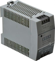 Sola/Hevi-Duty - 100 Watt, 5 Amp, 264 VAC, 375 VDC Input, 5 to 6 VDC Output, DIN Rail Power Supply - Screw Terminal Connection, 1 Output, 1.77 Inch Wide x 3.58 Inch Deep x 2.95 Inch High, Up to 80% Efficiency, 14 to 140°F, Green LED Display - Strong Tooling