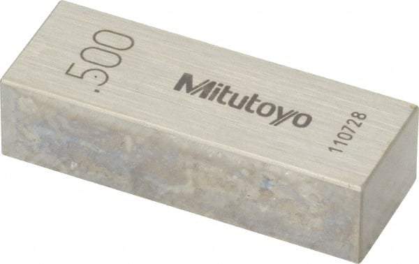 Mitutoyo - 0.5" Rectangular Steel Gage Block - Accuracy Grade AS-1, Includes Certificate of Inspection - Strong Tooling