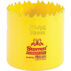 Starrett - 2-5/16" Diam, 2" Cutting Depth, Hole Saw - High Speed Steel Saw, Toothed Edge - Strong Tooling