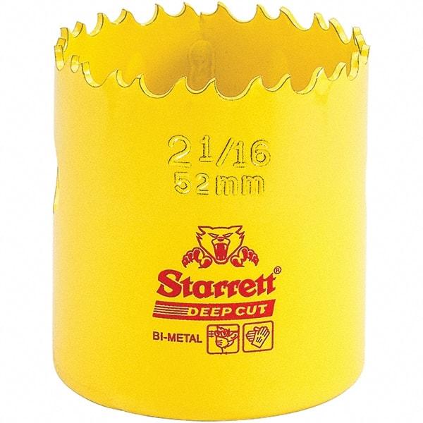 Starrett - 2-1/16" Diam, 2" Cutting Depth, Hole Saw - High Speed Steel Saw, Toothed Edge - Strong Tooling