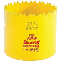 Starrett - 2-1/2" Diam, 2" Cutting Depth, Hole Saw - High Speed Steel Saw, Toothed Edge - Strong Tooling